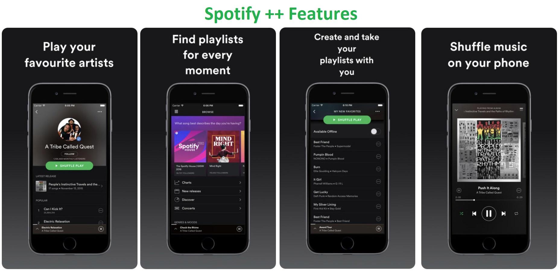 Spotify++ iPA features